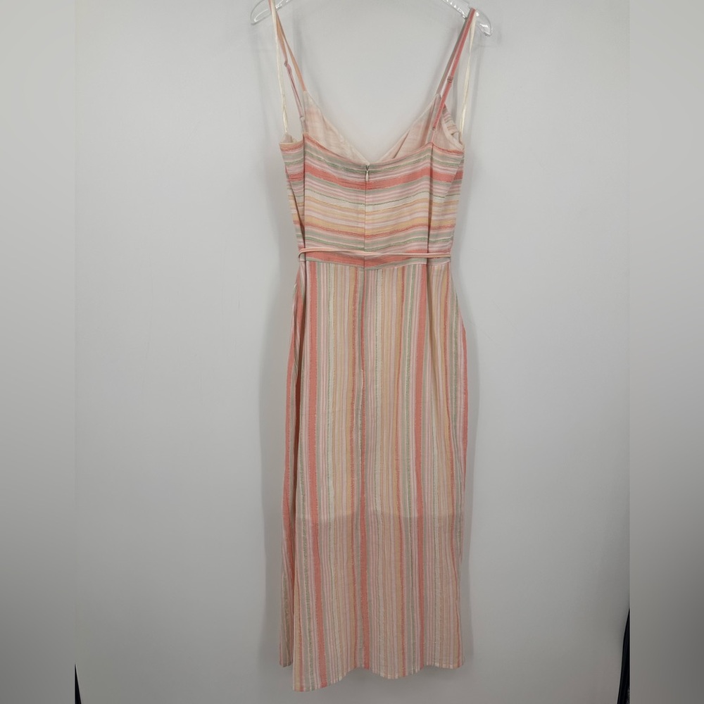 NSR Effie Striped Ruffled Wrap Midi Dress Multicolor Stripes XL | AB363 - Picture 7 of 10